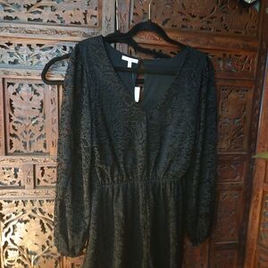 Maurices Black Long Sleeve Lace Romper